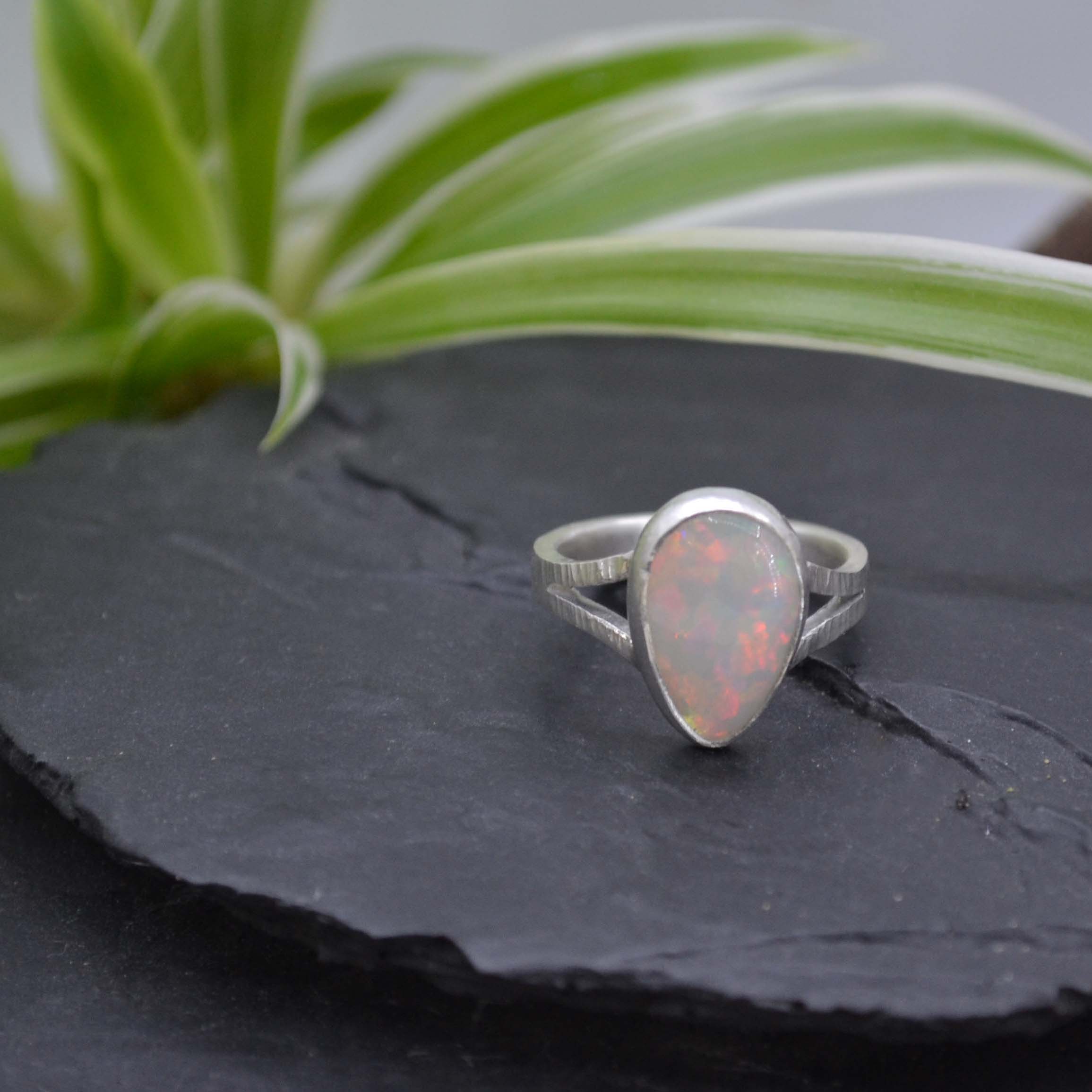 Ethiopian Opal Split band Ring in Strling Silver